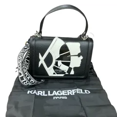 180053 新品未使用 KARL LAGERFELD カールラガーフェルド ショルダーバッグ LH4EQ6BI  ブラック、ホワイト クロスボディバッグ レザー レディースのサムネイル