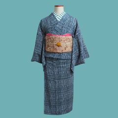 有松鳴海絞り 浴衣 単品 紺 ネイビー 藍 身丈144裄57 伝統工芸品