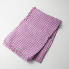 フォグリネンワーク fog linen work リトアニアリネン ギンガムチェックフリンジ付き ストール/ピンク×グレー 大判【2400030099995】のサムネイル
