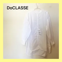 新品未使用DoCLASSE ドゥクラッセ バンドカラーギャザーシャツ 白 13号 長袖のサムネイル