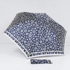 折りたたみ傘 mila schon ミラショーン USED美品 フラワープリント ネイビー コンパクト 折傘 55cm FA8685のサムネイル