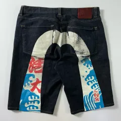 EVISU エヴィス バックプリント デニム ハーフパンツ