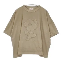 mao made 25SS きれいめ天竺ピグメント染め お花パッチししゅうTEE 定価15400円 521208 半袖Ｔシャツ カットソー カーキ レディース マオメイド【中古】6-0430S◎のサムネイル