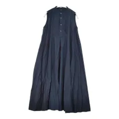 45R/45rpm インディゴ平ピンタックDRESS 定価62700円 コットン ノースリーブ ワンピース ネイビー レディース フォーティーファイブアールピーエム【中古】6-0430S◎のサムネイル