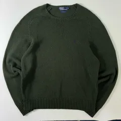 Polo ポロ ラルフローレン 90 s 刺繍 コットン カーキ ニット