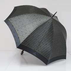 傘 FENDI フェンディ 高級紳士傘 USED美品 ジャガード ズッカ ダークグリーン 絶版 希少 65cm S3159のサムネイル