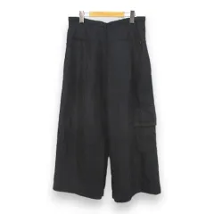 エイココンドウ EIKO KONDO ロング丈 ワイドパンツ F 黒系 ブラック ジップフライ メランジ 切替 ステッチ 裏地 日本製
