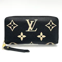 LOUIS VUITTON（ルイ・ヴィトン）ジッピーウォレット モノグラム・アンプラント バイカラー ラウンドファスナー長財布 ブラック ベージュ ゴールド金具 M80481【中古】