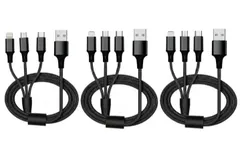 3in1 充電ケーブル 3本セット Lightning Type-C Micro USB 1.2M