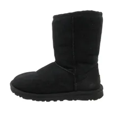 UGG アグ ブーツ 5825 CLASSIC SHORT クラシック ショート ムートン シープスキン ボア シューズ ブラック 23cm レディース 【中古】