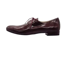 PRADA プラダ ローファー レースアップ エナメル パテントレザー ボルドー 36 23cm レディース 【中古】