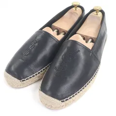 未使用品□SAINT LAURENT PARIS サンローランパリ 509616 レザー ジュート YSLステッチ エスパドリーユ スリッポン フラットシューズ モカシン ブラック 44 箱・保存袋付き メンズのサムネイル