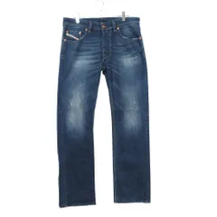 DIESEL ディーゼル デニムパンツ LARKEE ストレート ジーンズ ウォッシュド加工 ストレッチ ボトムス インディゴブルー W32 メンズ 【中古】