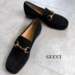 未使用 GUCCI グッチ ホースビットローファー  スエード ドット ブラック ゴールド金具 4B レディースシューズ 21cm M10