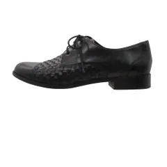 COLE HAAN コールハーン ローファー メッシュ レザー ビジネス シューズ ローヒール 靴 ブラック 5 1/2 22.5cm レディース 【中古】