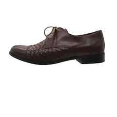 COLE HAAN コールハーン ローファー メッシュ レザー レースアップ ビジネス シューズ ローヒール 靴 ブラウン 5 1/2 22.5cm レディース 【中古】