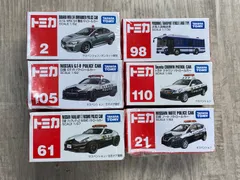 トミカ　警察車両6個まとめ売り　パトカー(クラウン.GTR.フェアレディZ.ノート) 覆面パトカー　大型人員輸送車　#1    26WK0859のサムネイル