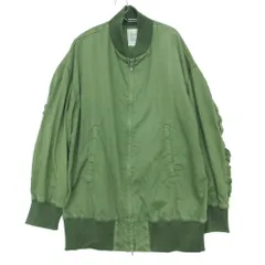 LIMI feu リミフゥ Yohji Yamamoto ヨウジヤマモト ブルゾン MA-1 ギャザー ミリタリーライク  オーバーサイズ ジャケット LD-J05-905 カーキ S レディース 【中古】のサムネイル