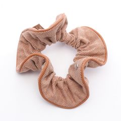 HERMES ドット柄シュシュ ブラウン・ホワイト - メルカリ