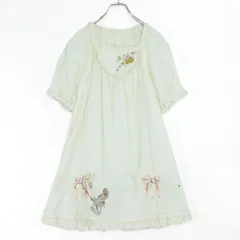 ピンクハウス★ウサギの刺繍♪リボン お花の刺繍 パフスリーブ マーガレット チュニックワンピース 白系 z19609