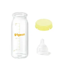 ピジョン 母乳実感 直付け 哺乳瓶 100ml×1本セット 新生児 耐熱ガラス 乳首SS 一般新生児用 KRキャップ イエロー 病産院用 Pigeon 赤ちゃん