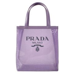 PRADAプラダ スモールスパンコールメッシュトートバッグ ラベンダー 