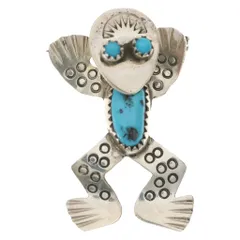 INDIAN JEWELRY (インディアンジュエリー) NAVAJO Doris Small Canyon ナバホ族 ドリススモールキャニオン カエル ブローチ ペンダントトップ シルバー/ターコイズのサムネイル