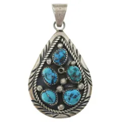 INDIAN JEWELRY (インディアンジュエリー) NAVAJO B.Johnson ナバホ族 ボビージョンソン ネックレストップ シルバー/ターコイズのサムネイル