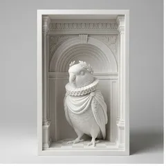インコ（サザナミインコ）の3Dプリント ブックヌーク 白PLA 本棚インテリア