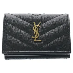 SAINT LAURENT PARIS (サンローランパリ) カサンドラロゴ オリガミ キャビアスキン レザー タイニー コンパクトウォレット 三つ折り財布 ブラックのサムネイル