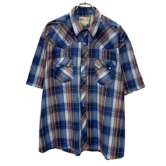 RUSTLER by Wrangler 半袖 チェックシャツ 2XL ブルー マルチカラー ラングラー スナップボタン 胸ポケット チェック柄 夏物 a805-5660のサムネイル