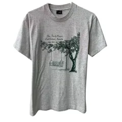 80s USA製 FRUIT OF THE LOOM 半袖 プリントTシャツ M グレー系 フルーツオブザルーム 80年代 コットンポリ カットソー 夏物 a805-5695のサムネイル