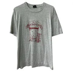 80s USA製 SCREEN STARS BEST 半袖 プリントTシャツ XL ライトグレー 80年代 両面プリント コットンポリ カットソー 夏物 a805-5704