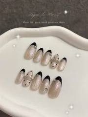 ワンホン ちゅるん キラキラ マグネット フレンチ パープル ネイルチップ 【Lapin de Minuit】