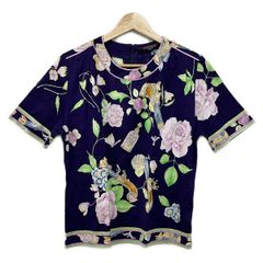 美品 LEONARD 花柄 トリム 総柄 Tシャツ コットン ネイビー - メルカリ