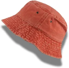 Capprecier バケットハット メンズ バケハ 帽子 深め 折りたたみ デニム風 洗い加工 小顔 カジュアル 夏用 アウトドア フェス 登山 男女兼用 (オレンジ,  60.0 cm)