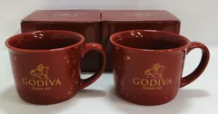リMVR[宅60]0966 GODIVA ゴディバ オリジナルマグカップ 限定デザイン ノベルティ レッド 2客セット 未使用品のサムネイル