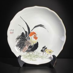 骨董品 有田焼 秀峰 飾り皿 鶏図 縁金彩 - メルカリ