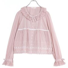 ピンクハウス♡セーラーカラー♡半袖ブラウス♡ギンガムチェック