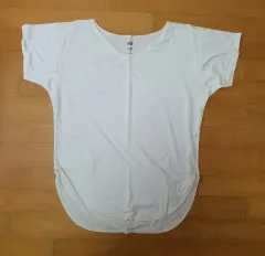 UNIQLO ユニクロ レディース エアリズム シームレス Vネック ロングTシャツ 半袖Tシャツ S 白