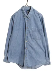 【お得なクーポン配布中!】 90s USA製 オールド ギャップ ボタンダウン 長袖 デニム シャツメンズ L 古着 旧タグ ヘビーウェイト コットン 長袖シャツ カジュアル 無地