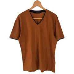 COMME CA MEN コムサメン リネン Tシャツ L 半袖 Vネック ドロップショルダー ブラウン メンズ 古着のサムネイル