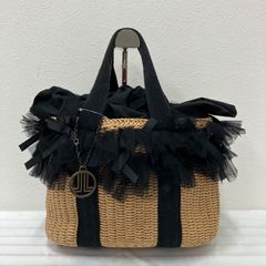 LANVIN】ランバンオンブルー チュールリボン カゴバッグ ストロー