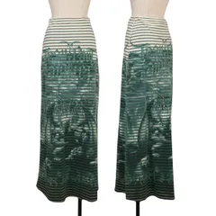 ジャンポールゴルチエ マイユファムJean Paul GAULTIER MAILLE FEMME ガーゴイルプリントシースルーボーダースカート 緑Sのサムネイル