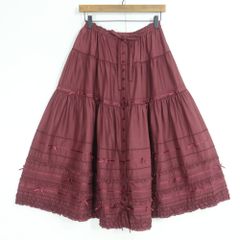 ピンクハウス 赤 ピコフリル使い 豪華綿ローンスカート - メルカリ