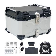 バイク リアボックス80L (シルバー) アルミ ハードケース 大容量 鍵 
