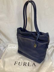 FURLA レザー ショルダーバッグ ネイビー フルラ F28 - メルカリ