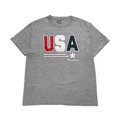 【Champion】 USAプリントTシャツ｜メンズLサイズ相当｜グレー｜灰｜半袖｜古着
