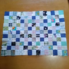 ハンドメイド パッチワークキルト ブルー系 タペストリー - メルカリ