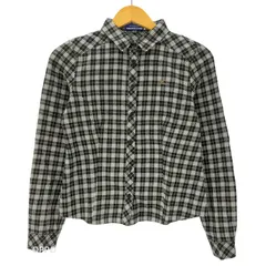 バーバリーブルーレーベル BURBERRY BLUE LABEL ロゴ 刺繍 チェック柄 コットン フランネル  L/S シャツ  レディース JPN：38 